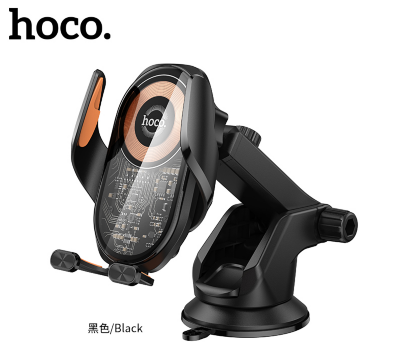 Автомобильный Держатель HOCO HW34 Blue whale 3-axis linkage wireless fast charging car holder(center console) Black