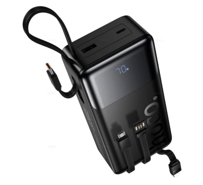 Внешний аккумулятор HOCO J156B Founder 22.5W+PD20W fully compatible power bank with four cables 30000mAh - Black