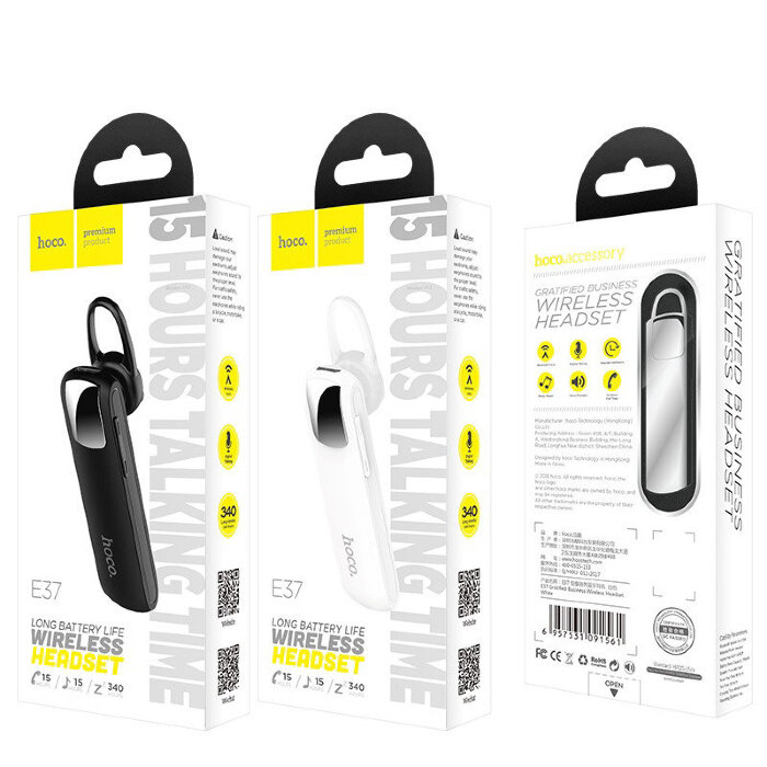 Наушники hoco Wireless headset E37 Gratified business earphone with mic - Черный купить оптом купить оптом