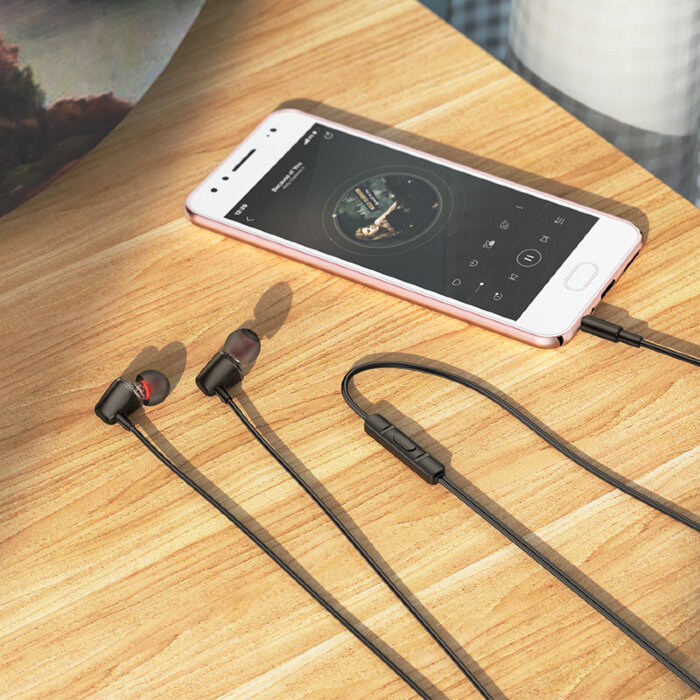 Наушники Hoco M107 discoverer universal earphones with mic - Black купить оптом купить оптом