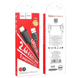 Кабель HOCO X88 gratified charging data cable for IP (packaged) - Black купить оптом купить оптом