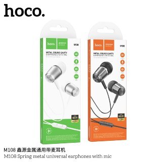 Наушники HOCO M108 spring metal universal earphones  with mic - Metal Gray купить оптом купить оптом