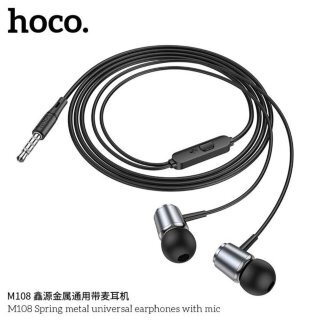 Наушники HOCO M108 spring metal universal earphones  with mic - Metal Gray купить оптом купить оптом