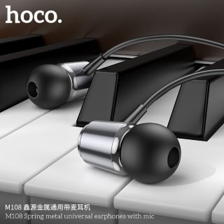 Наушники HOCO M108 spring metal universal earphones  with mic - Metal Gray купить оптом купить оптом