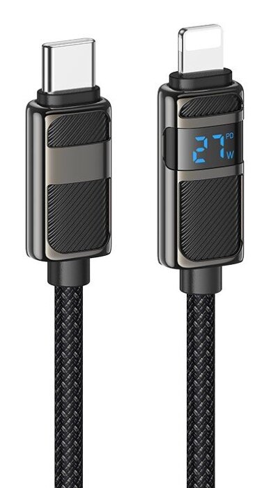 Кабель HOCO U137 Line PD charging data cable with display IP - Black купить оптом купить оптом