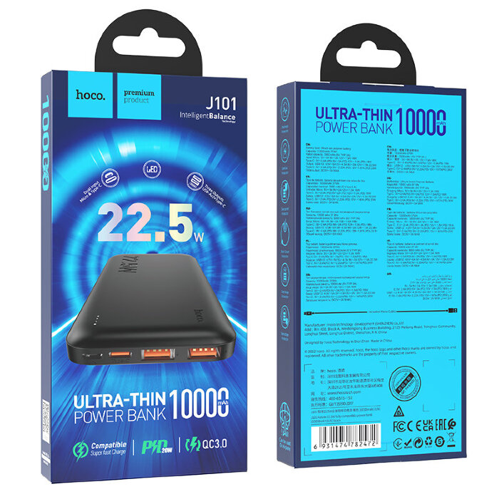 Power Bank Hoco J101 Astute 22.5W fully compatible power bank(10000mAh) - Black купить оптом купить оптом