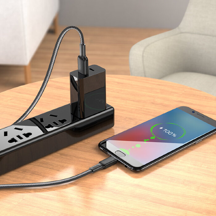Кабель hoco X69 Jaeger charging data cable for Micro - Черно/Белый купить оптом купить оптом
