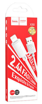 Кабель HOCO X88 gratified charging data cable for IP (packaged) - White