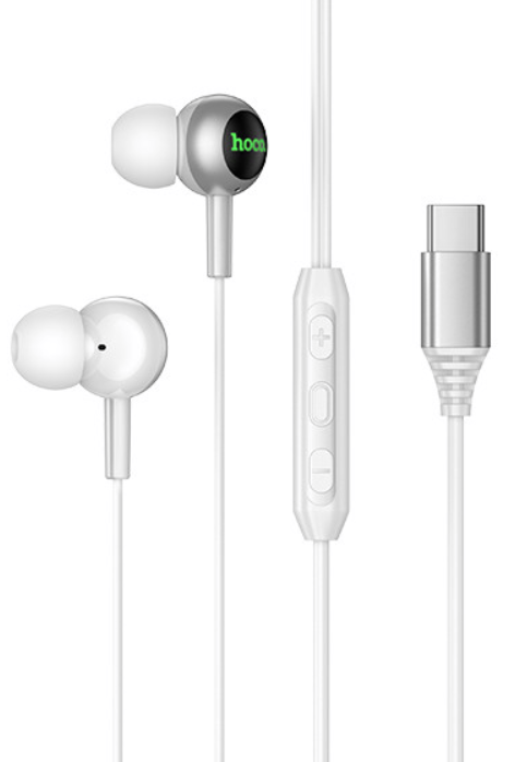 Беспроводные наушники HOCO M120 Gratified wire control digital earphones with microphone Type-c - Silver купить оптом купить оптом