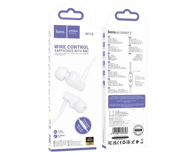 Наушники Hoco M112 story universal earphones with microphone - Белый купить оптом купить оптом