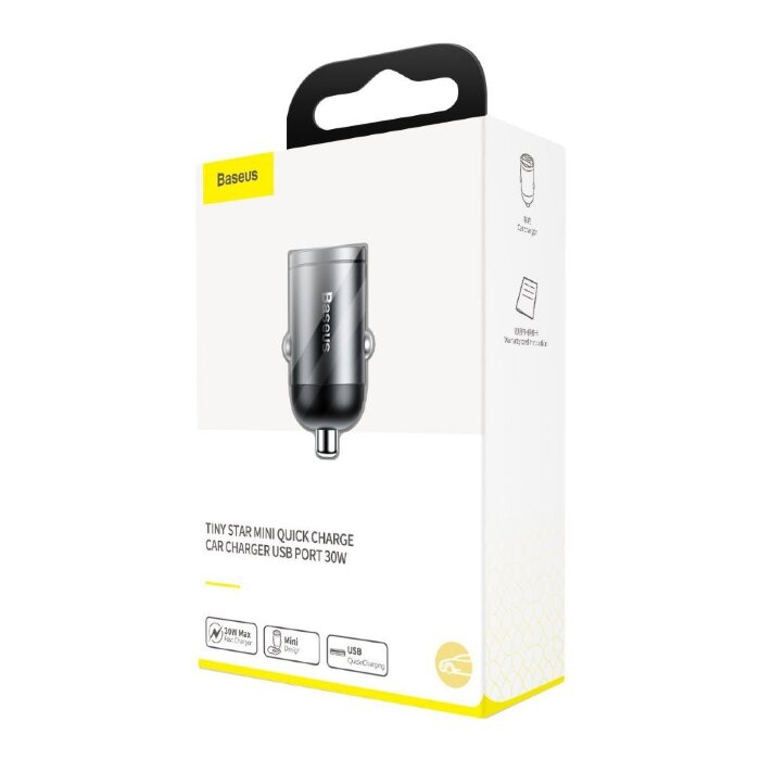 Автомобильное зарядное устройство Baseus Tiny Star Mini Quick Charge Car Charger USB Port 30W (VCHX-A0G) - Gray купить оптом купить оптом
