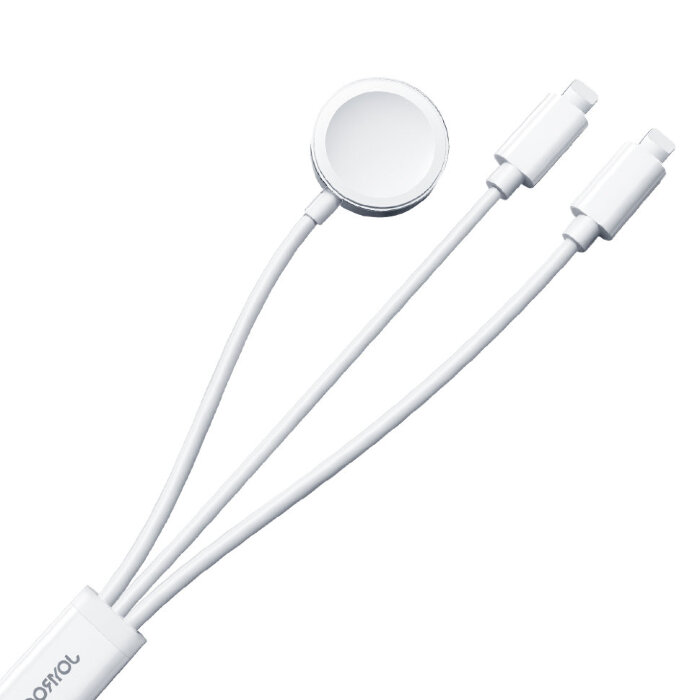 Зарядка Joyroom S-IW007 3-in-1 iP Watch Magnetic Charger+Dual Lightning cable (USB-A) 1.2m - White купить оптом купить оптом