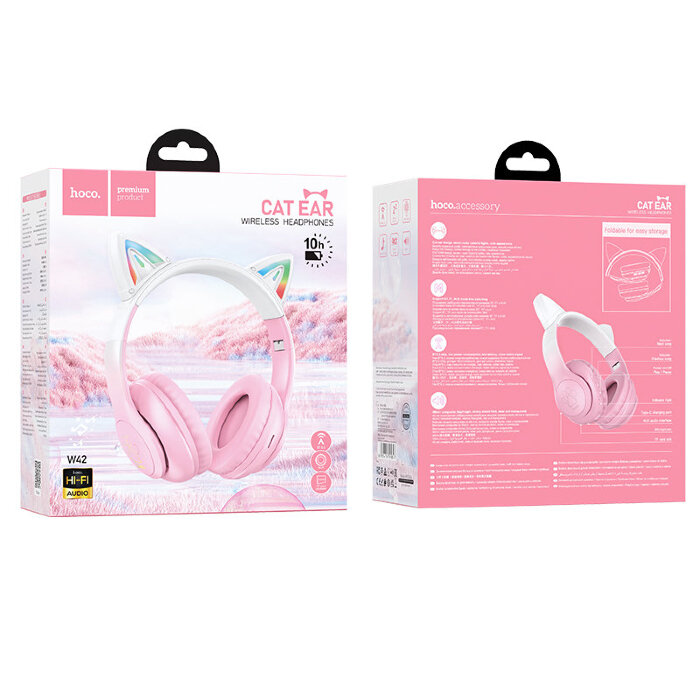 Наушники HOCO W42 cat ears BT headphones - Cherry Blossom купить оптом купить оптом