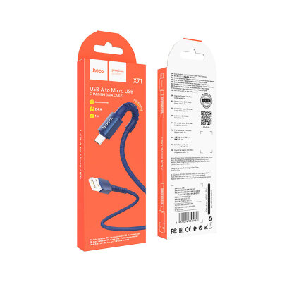 Кабель hoco X71 Especial charging data cable for Micro - Синий