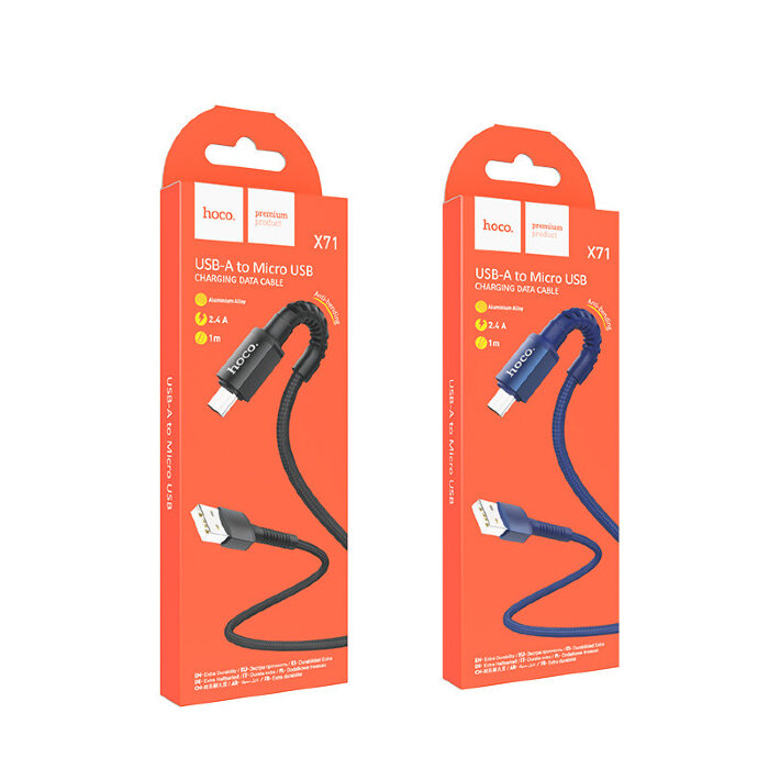 Кабель hoco X71 Especial charging data cable for Micro - Синий купить оптом купить оптом