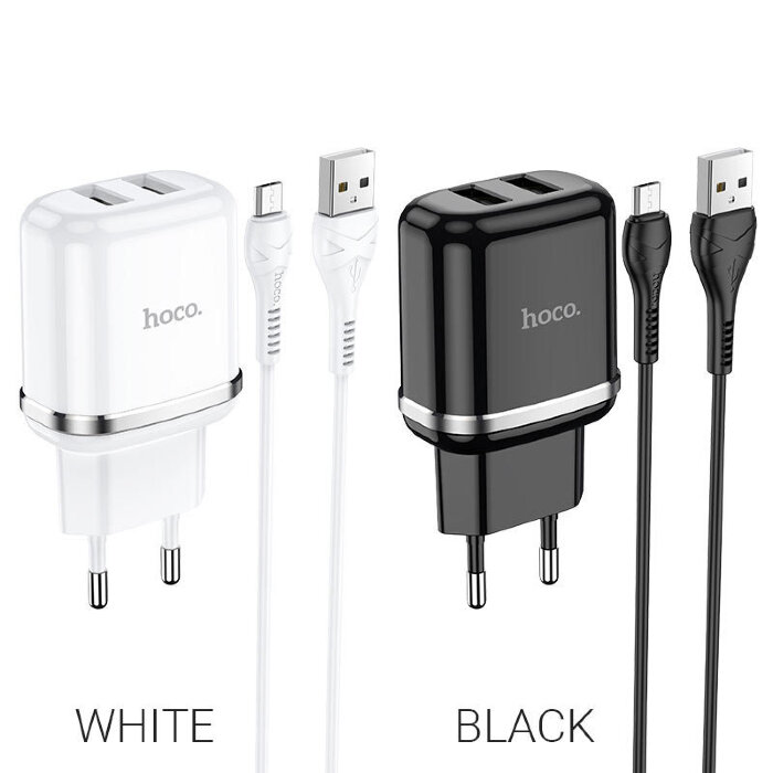 Сетевой адаптер hoco N4 Aspiring dual port charger set (for Micro) (EU) - Черный купить оптом купить оптом