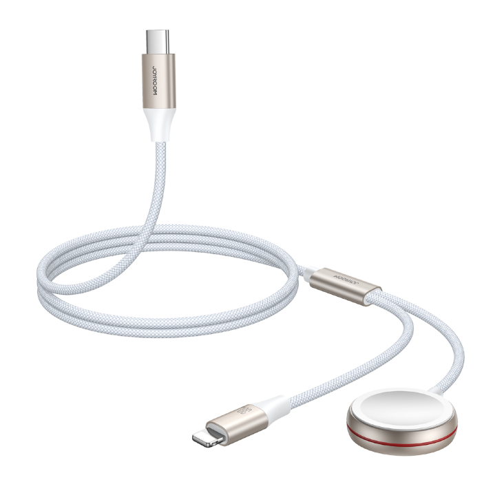 Зарядка Joyroom S-IW012 2-in-1 iP Watch Magnetic Charger+30W Fast Charging Cable (USB-C) 1.5m - White купить оптом купить оптом