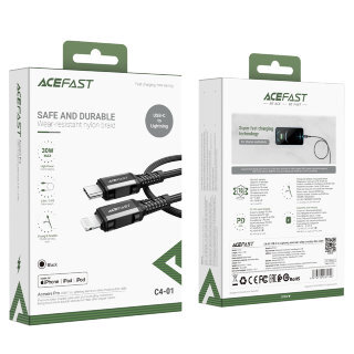 Кабель Acefast C4-01 Type-С to lighting aluminum alloy charging data cable(1.8m) - Black купить оптом купить оптом