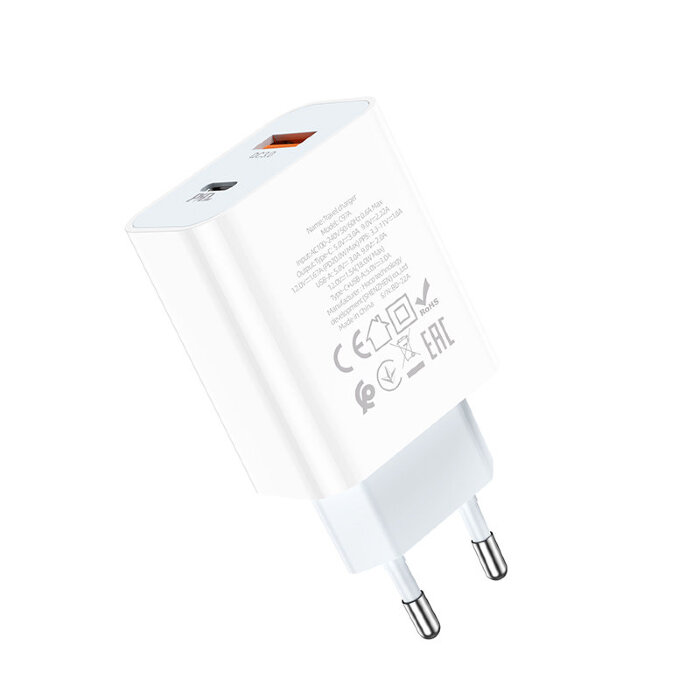 Сетевой адаптер hoco C97A PD20W+QC3.0 charger (EU) - White купить оптом купить оптом