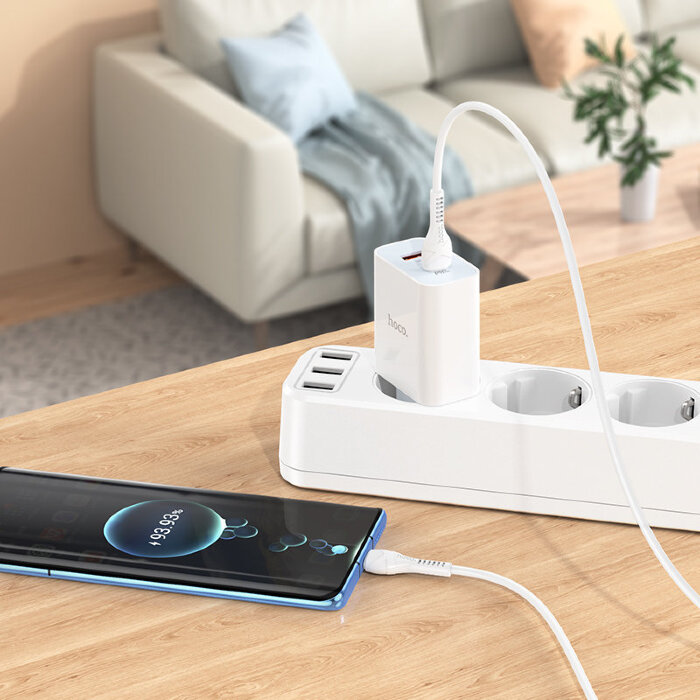 Сетевой адаптер hoco C97A PD20W+QC3.0 charger (EU) - White купить оптом купить оптом