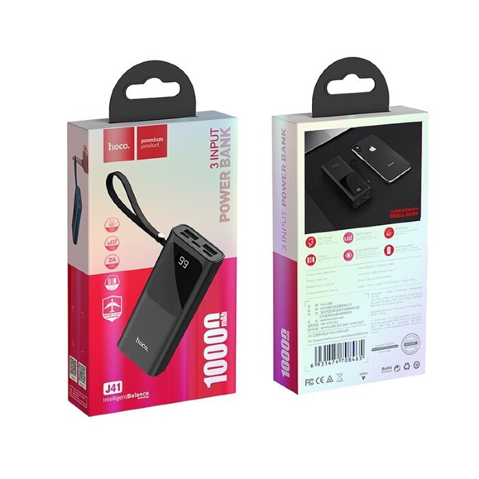 Power Bank hoco J41 Treasure mobile power bank (10000mAh) - Black купить оптом купить оптом