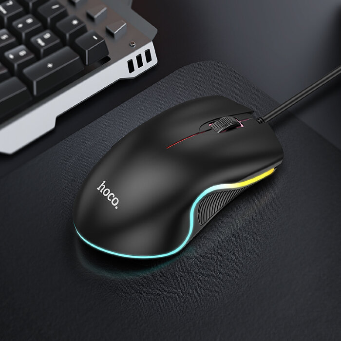 Компьютерная мышь Hoco GM19 Enjoy gaming luminous wired mouse - Black купить оптом купить оптом