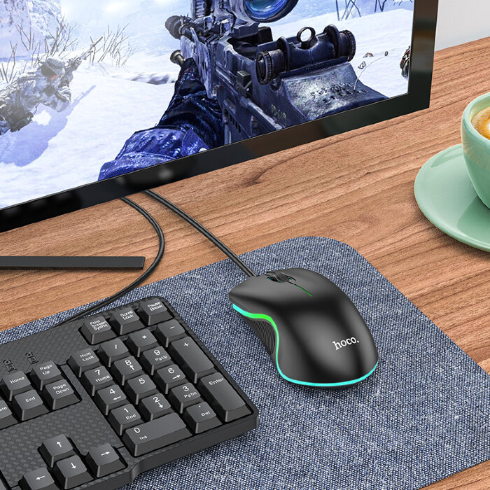 Компьютерная мышь Hoco GM19 Enjoy gaming luminous wired mouse - Black купить оптом купить оптом