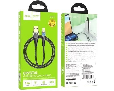Кабель Hoco U121 Gold standard transparent discovery edition charging data cable IP - Black купить оптом купить оптом