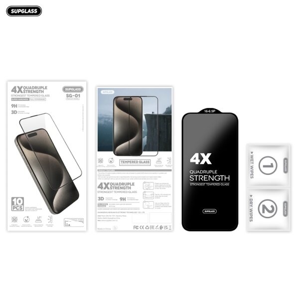 Защитное стекло SupGlass SG-01 4X Quadruple Strength Glass 10-in-1 для iPhone 17 Air (6.5) купить оптом купить оптом