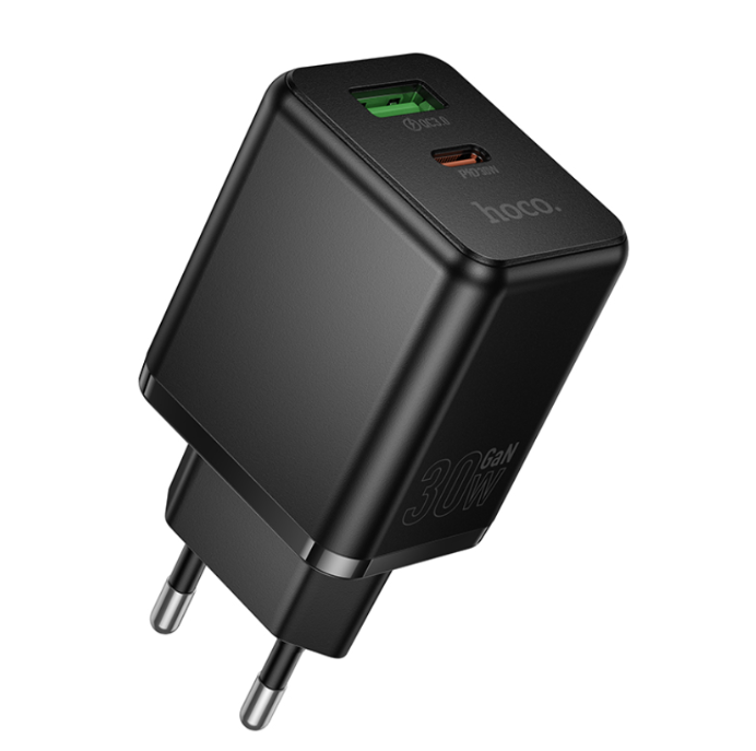 Сетевое зарядное устройство HOCO C157A Smart PD30W+QC3.0 multi-protocol charger(EU) Black купить оптом купить оптом