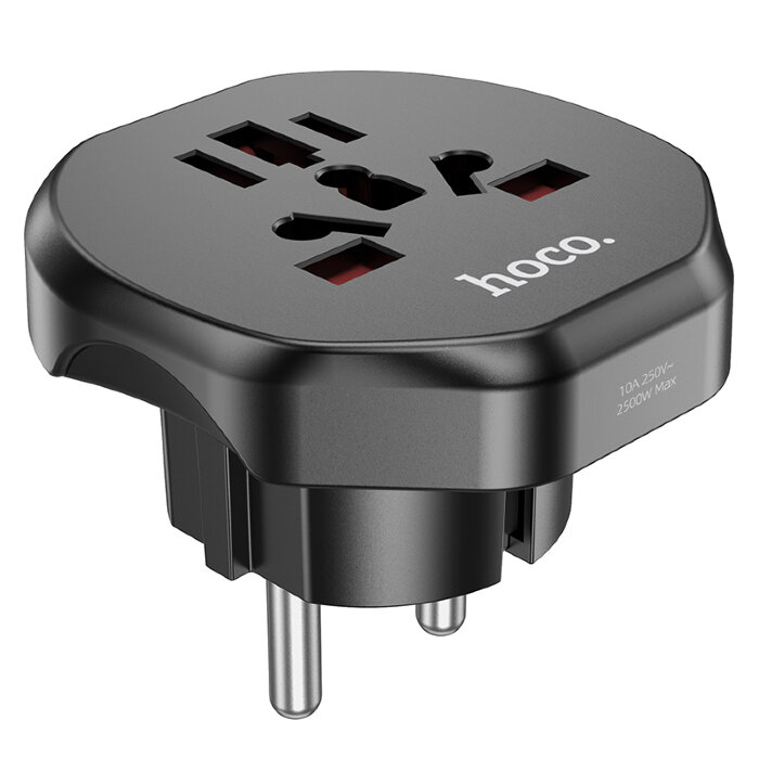 Зарядный конвертер Hoco AC6 Unimpeded universal conversion plug (EU) - Black купить оптом купить оптом