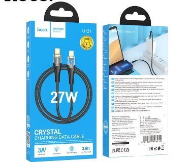 Кабель Hoco U121 Gold standard Transparent discovery edition PD charging data cable IP - Черный купить оптом купить оптом