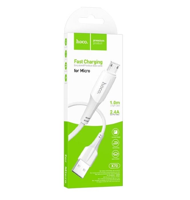 Кабель Hoco X70 Ferry charging data cable for Micro - White купить оптом купить оптом
