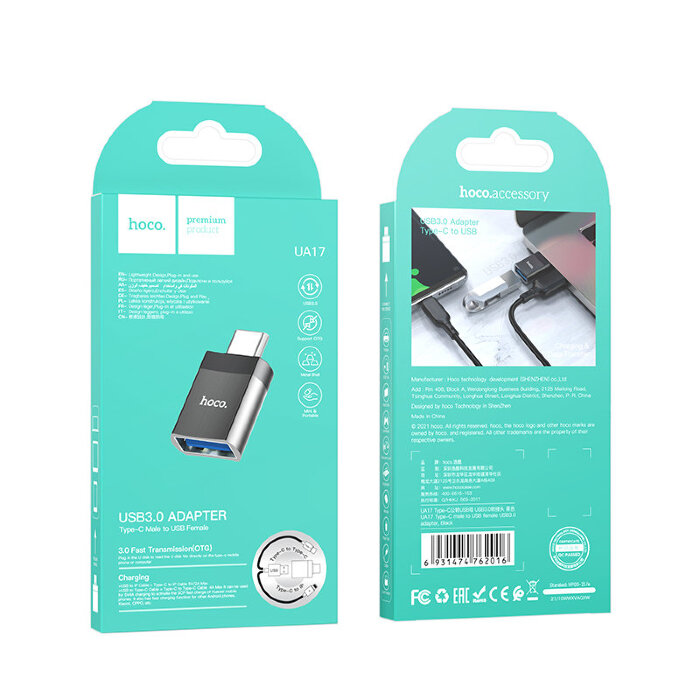 Адаптер hoco UA17 Type-C male to USB female USB3.0 adapter купить оптом купить оптом