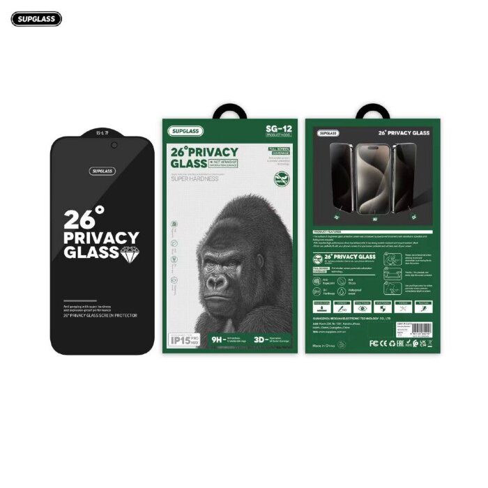 Защитное стекло SupGlass SG-12 Full Screen Coverage 26° Privacy Glass iP 17 Air (6.6) для iPhone 17 Air (6.6) купить оптом купить оптом