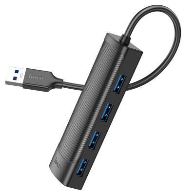 USB HUB HOCO HB41 Easy safety 4-1in-1 Adapter(USB to USB3.0*4)(1=1.2M) - Black