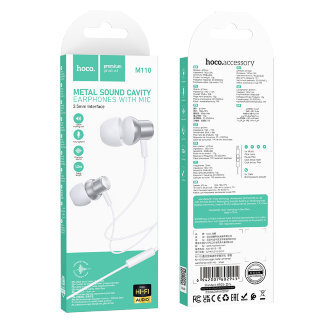 Проводные наушники Hoco M110 Encourage metal universal earphones with mic - Серебро купить оптом купить оптом