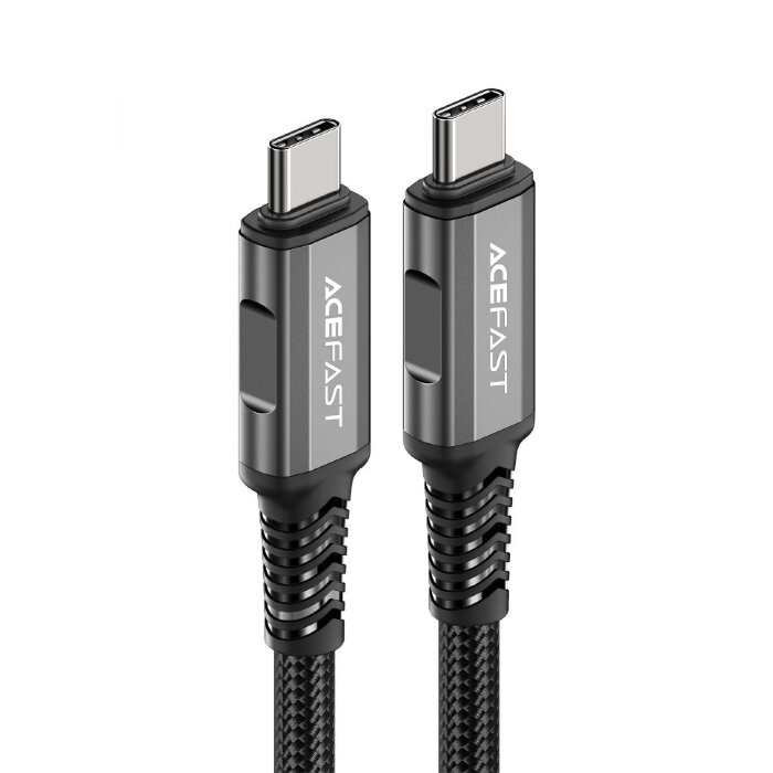 Аудиопереходник Acefast C1-09 Type-С to Type-С aluminum alloy audio/video transmission full-featured data cable - Black-gray купить оптом купить оптом
