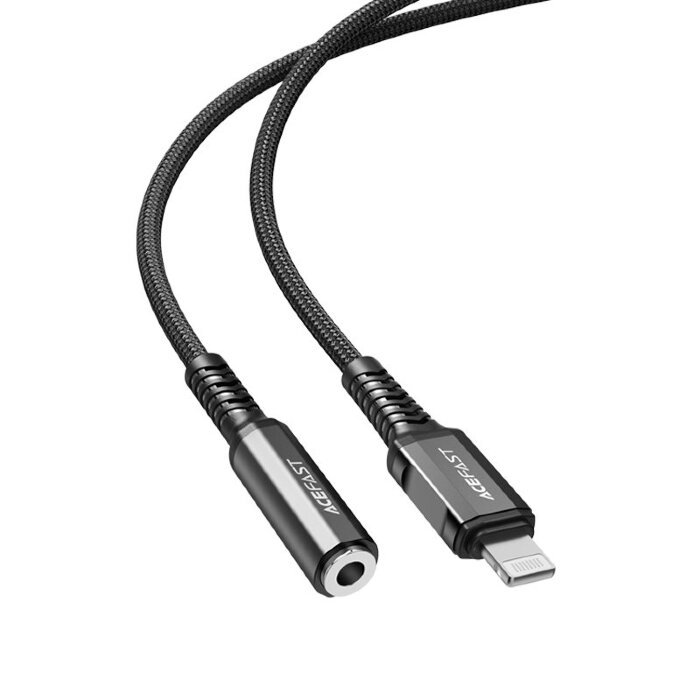 Аудиопереходник Acefast C1-05 Lightning to 3.5mm aluminum alloy headphones adapter cable - Black купить оптом купить оптом