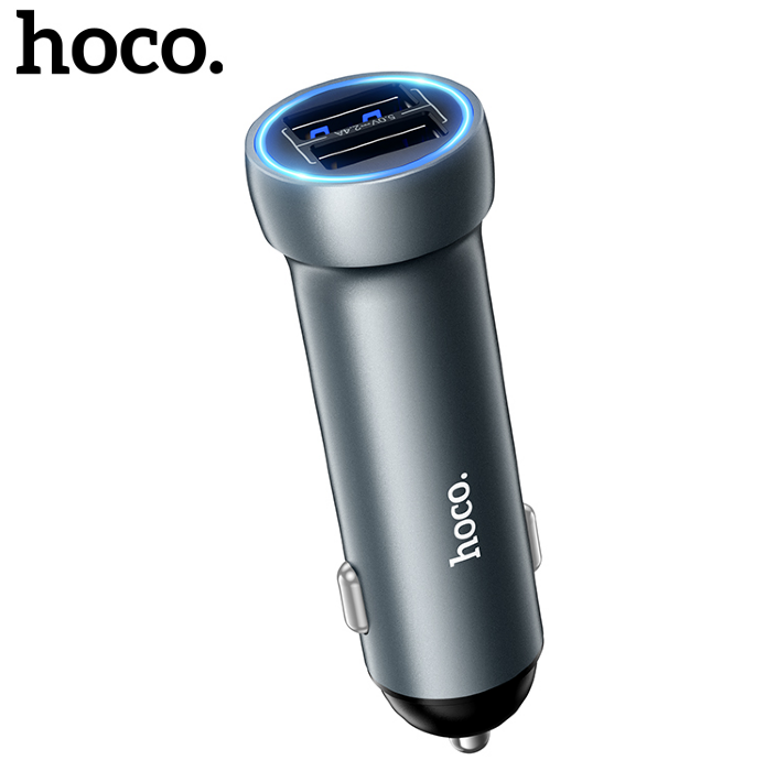 Автомобильная Зарядка HOCO Z54 Prosperous dual-port car charger Metal grey купить оптом купить оптом