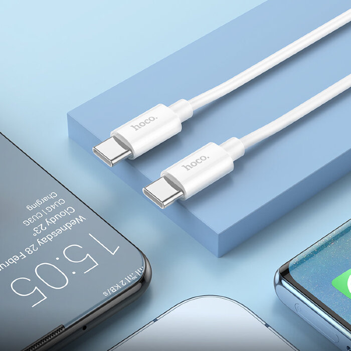Кабель Hoco X87 Magic silicone 60W PD charging data cable for Type-C to Type-C - White