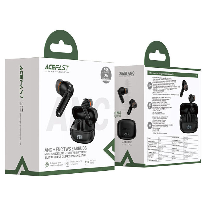 Наушники ACEFAST W1 Active Noise Cancelling true wireless eaabuds Black купить оптом купить оптом