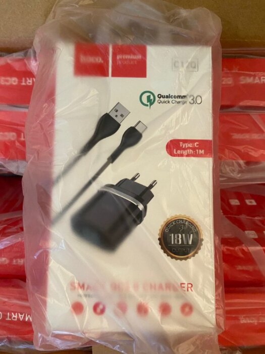 Зарядка hoco C12Q Smart QC3.0 charger set (Type-C) (EU) - Black купить оптом купить оптом