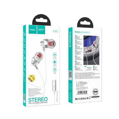 Наушники hoco M90 Delight Type-C wired digital earphone with microphone - White