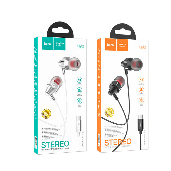 Наушники hoco M90 Delight Type-C wired digital earphone with microphone - White купить оптом купить оптом