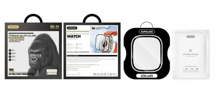 Защитное стекло SupGlass SG-51 Smart Watch Glass with Metal Edge full screen coverage 49mm Series Ultra Silver купить оптом купить оптом