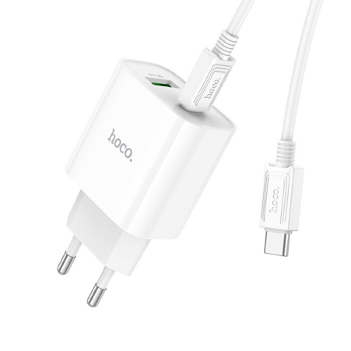 Зарядка Hoco C80A Plus Rapido PD20W+QC3.0 charger set(Type-C to Type-C)(EU) - White купить оптом купить оптом