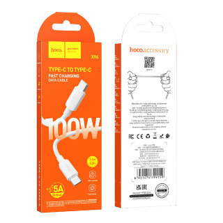 Кабель Hoco X96 hyper 100W fast charging data cable type-c to type-c - White купить оптом купить оптом