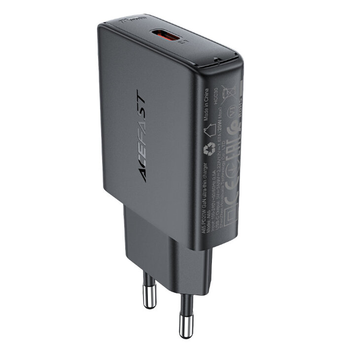 Сетевой адаптер ACEFAST A65 PD20W GaN USB-C - Black купить оптом купить оптом